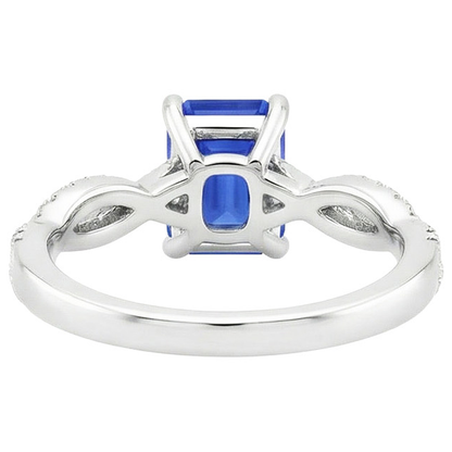 Women Engagement Natural Earth Mined Diamond Ring & Emerald Ceylon Sapphire 4.25 Carats