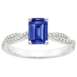 Women Engagement Natural Earth Mined Diamond Ring & Emerald Ceylon Sapphire 4.25 Carats