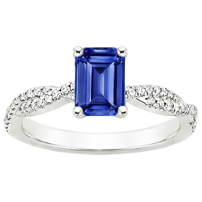 Women Engagement Natural Earth Mined Diamond Ring & Emerald Ceylon Sapphire 4.25 Carats