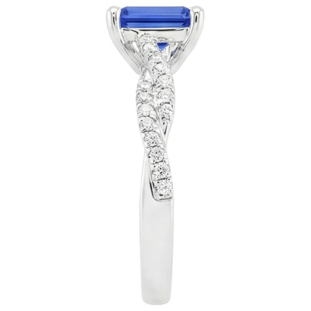 Women Engagement Natural Earth Mined Diamond Ring & Emerald Ceylon Sapphire 4.25 Carats