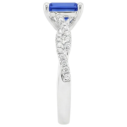 Women Engagement Natural Earth Mined Diamond Ring & Emerald Ceylon Sapphire 4.25 Carats