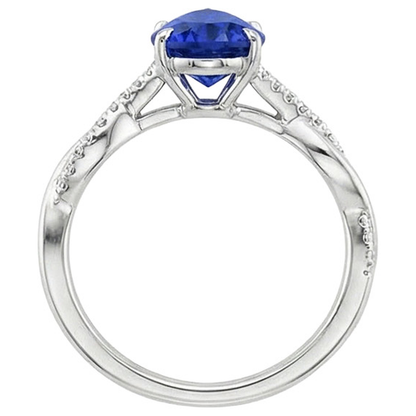 natural round sapphire 5ct ring on white background