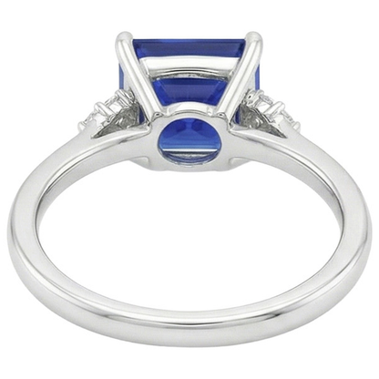 Women Engagement Ring Blue Sapphire and Natural Earth Mined Diamond 5.25 Carat