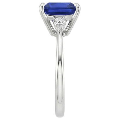 Women Engagement Ring Blue Sapphire and Natural Earth Mined Diamond 5.25 Carat