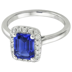 Women Engagement Ring Emerald Sri Lankan Sapphire & Natural Earth Mined Diamond 4 Carats