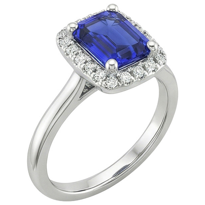 Women Engagement Ring Emerald Sri Lankan Sapphire & Natural Earth Mined Diamond 4 Carats
