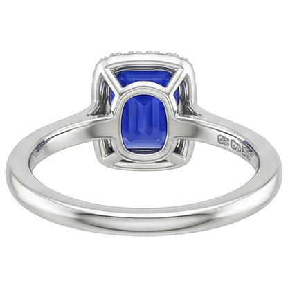Women Engagement Ring Emerald Sri Lankan Sapphire & Natural Earth Mined Diamond 4 Carats