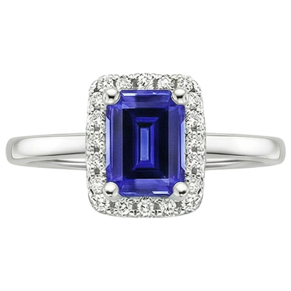 Women Engagement Ring Emerald Sri Lankan Sapphire & Natural Earth Mined Diamond 4 Carats