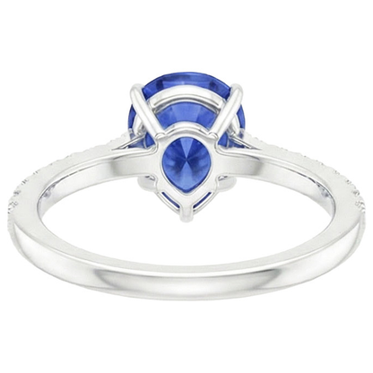 Women Engagement Ring Pear Blue Sapphire & Pave Set Natural Earth Mined Diamonds 4 Carats