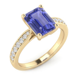 Women Gemstone Jewelry Blue Sapphire Ring Accented Natural Earth Mined Diamonds 3 Carats