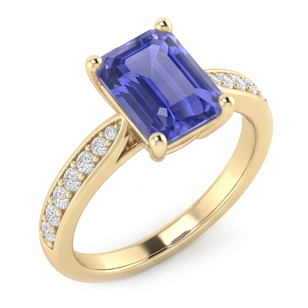Women Gemstone Jewelry Blue Sapphire Ring Accented Natural Earth Mined Diamonds 3 Carats