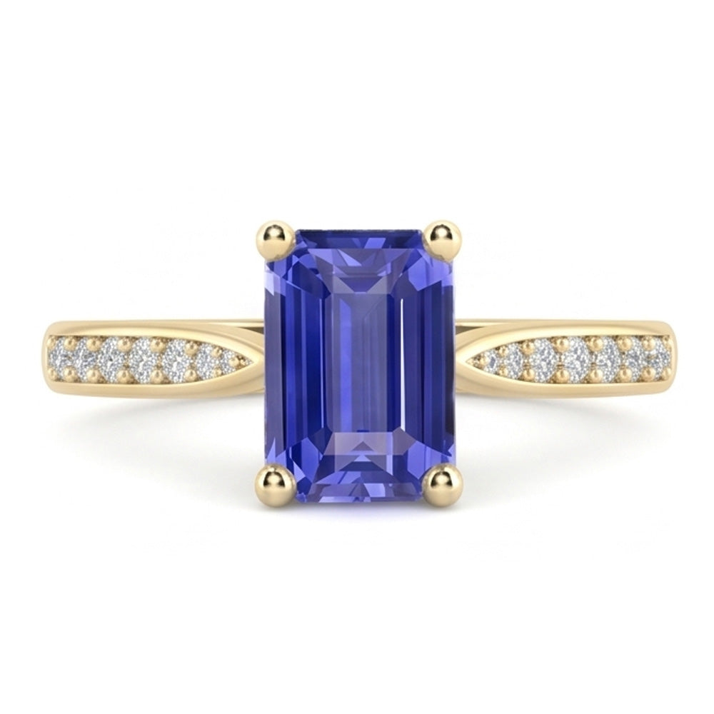 Women Gemstone Jewelry Blue Sapphire Ring Accented Natural Earth Mined Diamonds 3 Carats