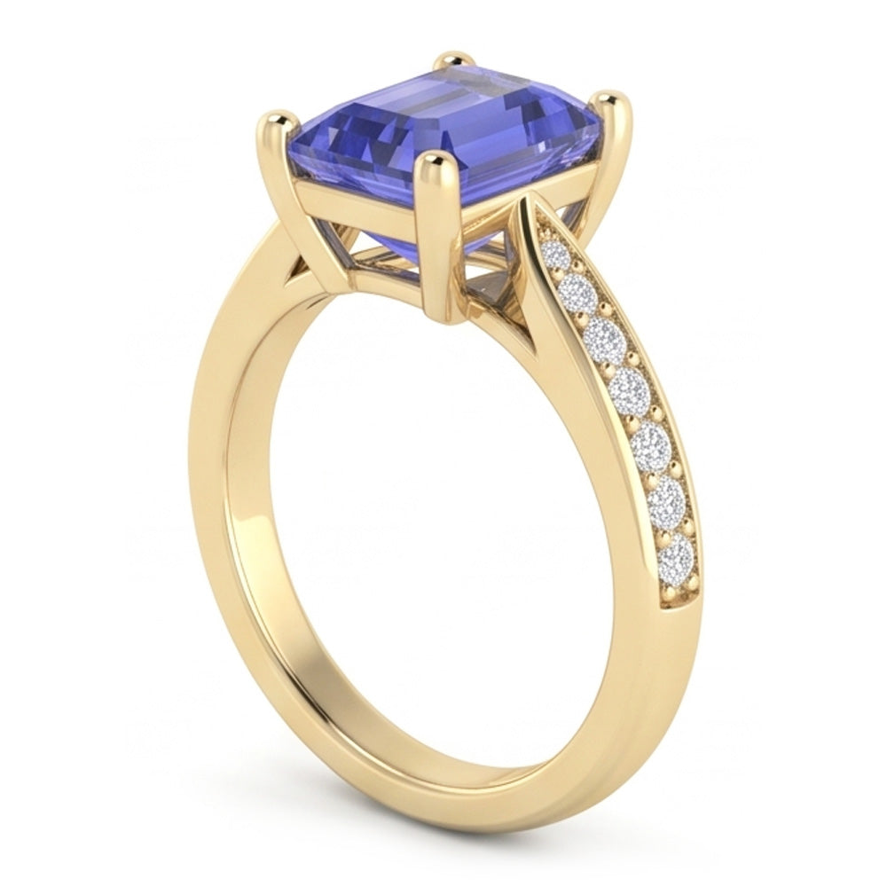 Women Gemstone Jewelry Blue Sapphire Ring Accented Natural Earth Mined Diamonds 3 Carats