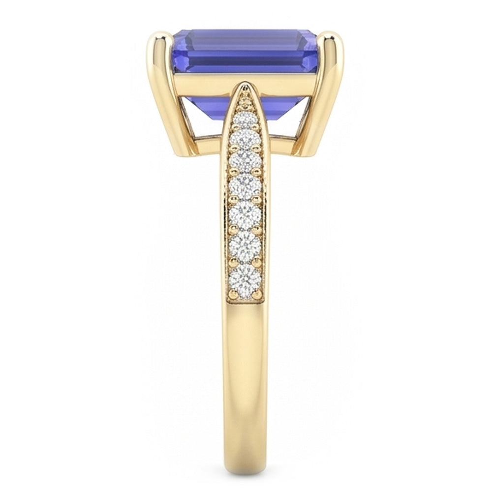 Women Gemstone Jewelry Blue Sapphire Ring Accented Natural Earth Mined Diamonds 3 Carats