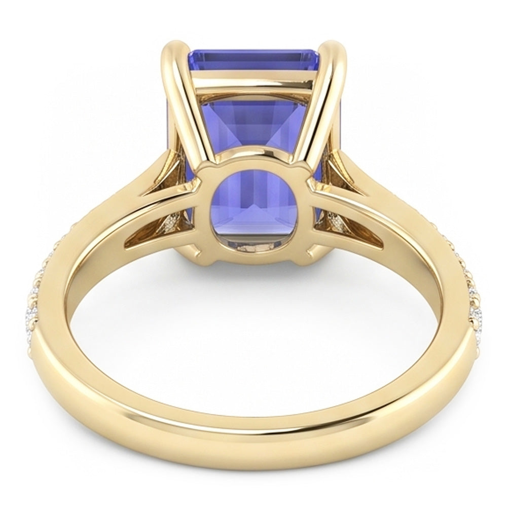 Women Gemstone Jewelry Blue Sapphire Ring Accented Natural Earth Mined Diamonds 3 Carats