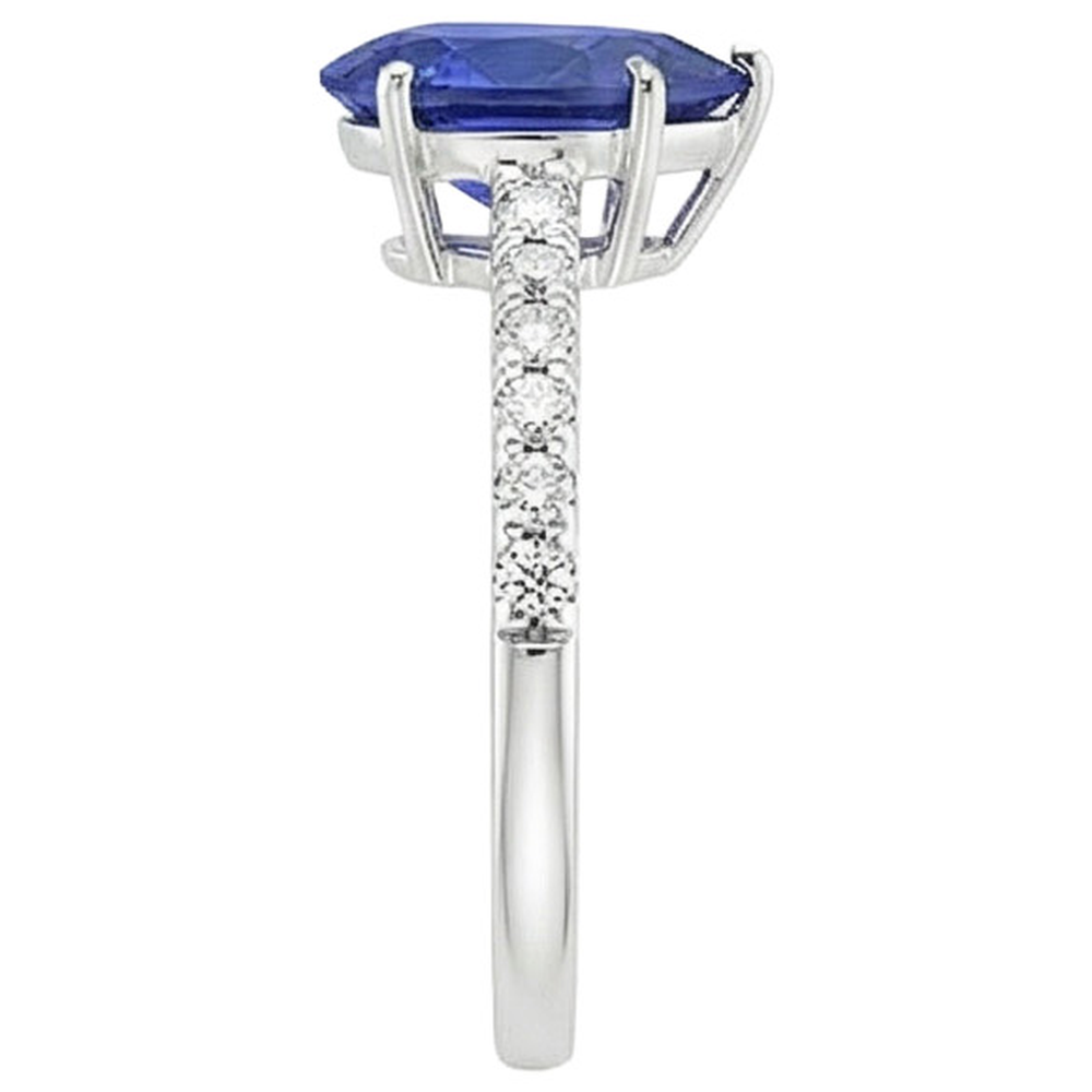 Women Gemstone Ring Blue Sapphire & Natural Earth Mined Diamond Gold Jewelry 5.25 Carats