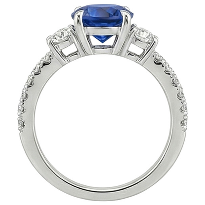 Women Gold Natural Earth Mined Diamond Ring Blue Sapphire 3 Stone Style Ring 3 Carats New