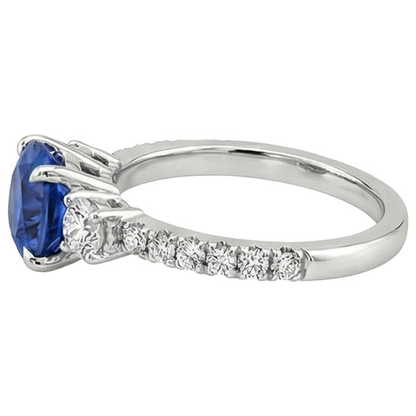 Women Gold Natural Earth Mined Diamond Ring Blue Sapphire 3 Stone Style Ring 3 Carats New