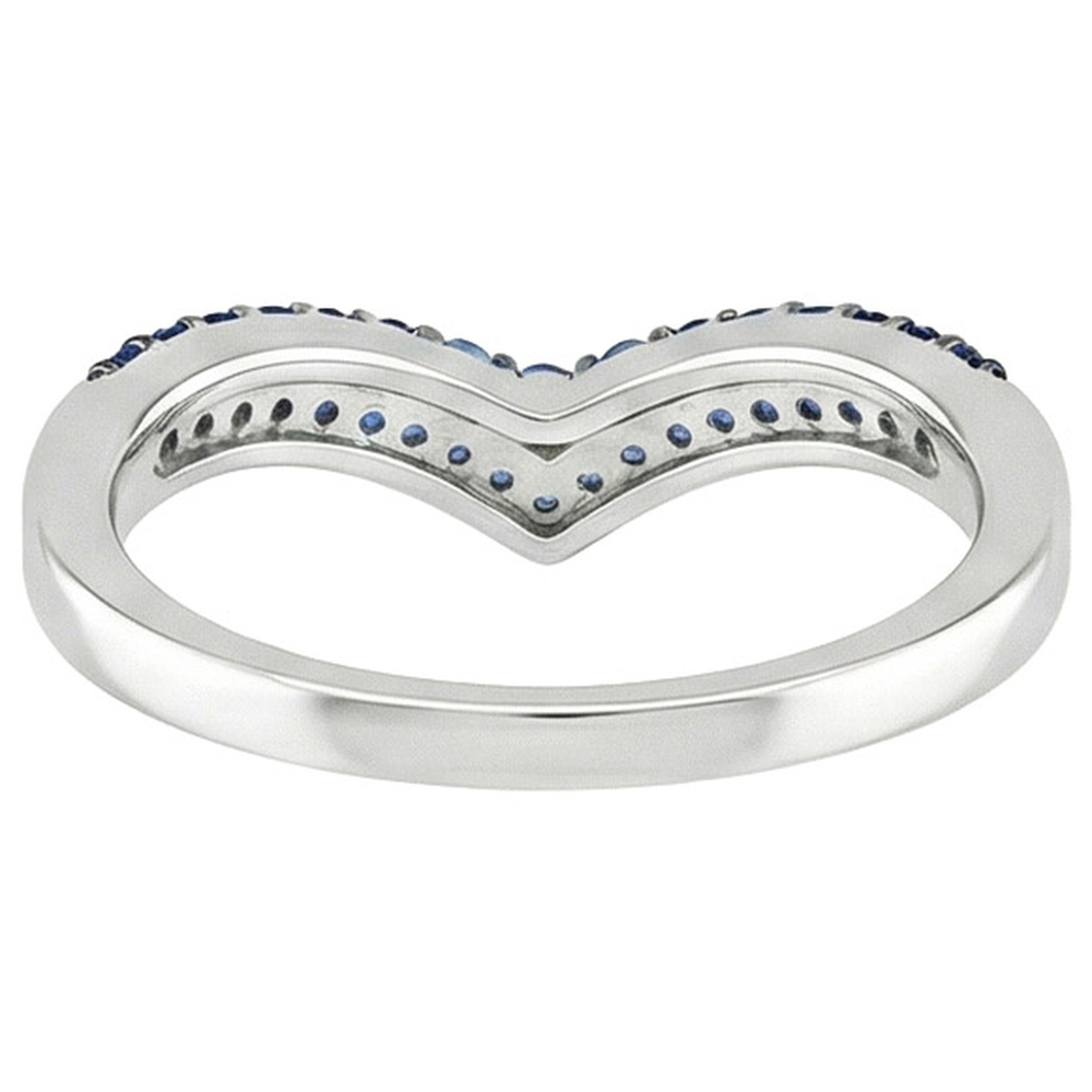 Women Gold Ring Enhancer Round Natural Earth Mined Diamond & Blue Sapphire Stones 2 Carats