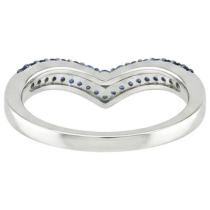 Women Gold Ring Enhancer Round Natural Earth Mined Diamond & Blue Sapphire Stones 2 Carats