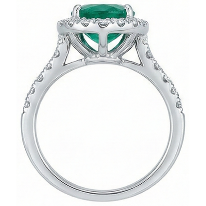 Women Green Emerald & Natural Earth Mined Diamond Ring White Gold 14K 5 Carats Gemstone Jewelry
