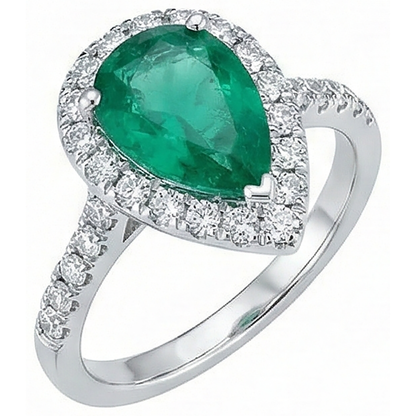Women Green Emerald & Natural Earth Mined Diamond Ring White Gold 14K 5 Carats Gemstone Jewelry