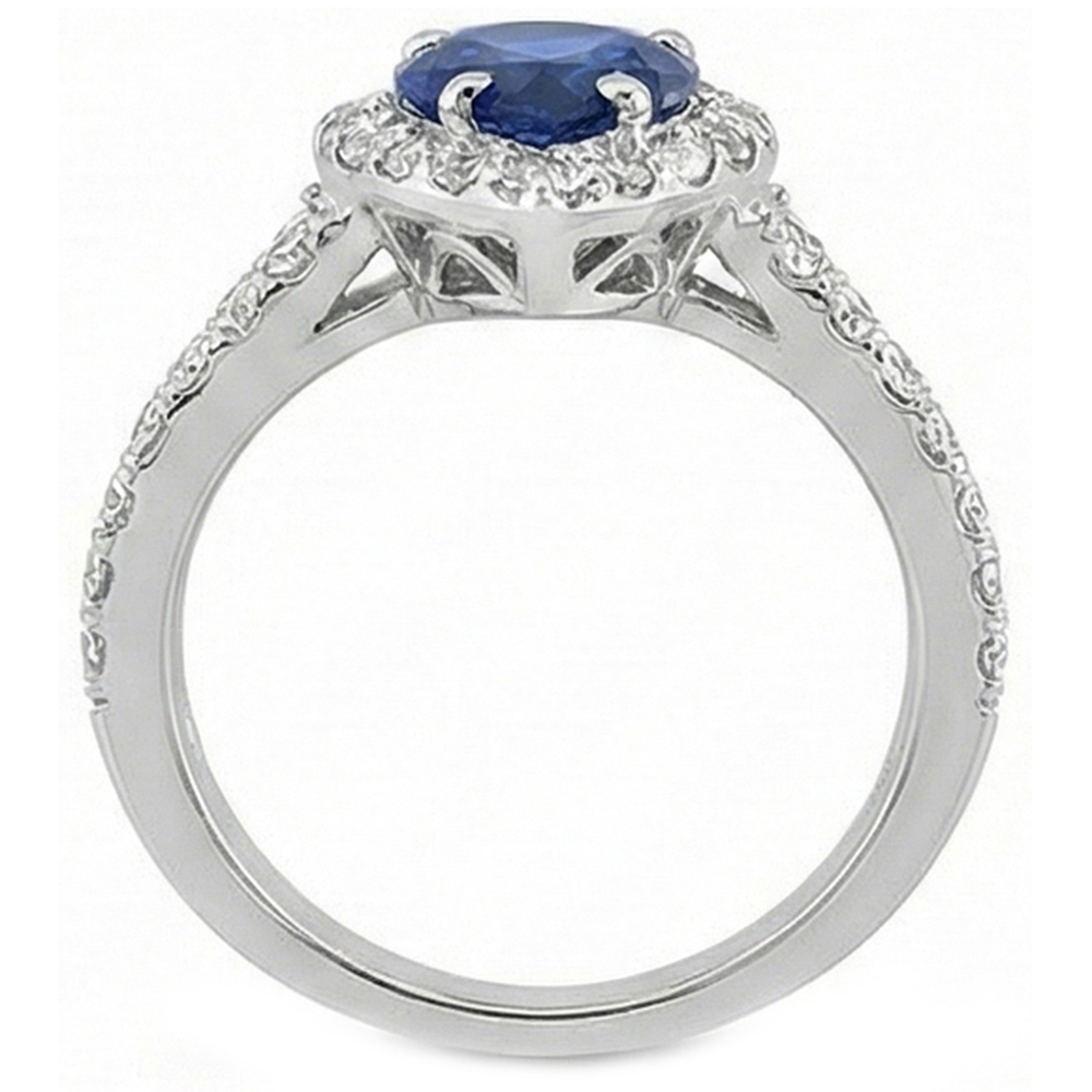natural round sapphire 4.75ct ring on white background
