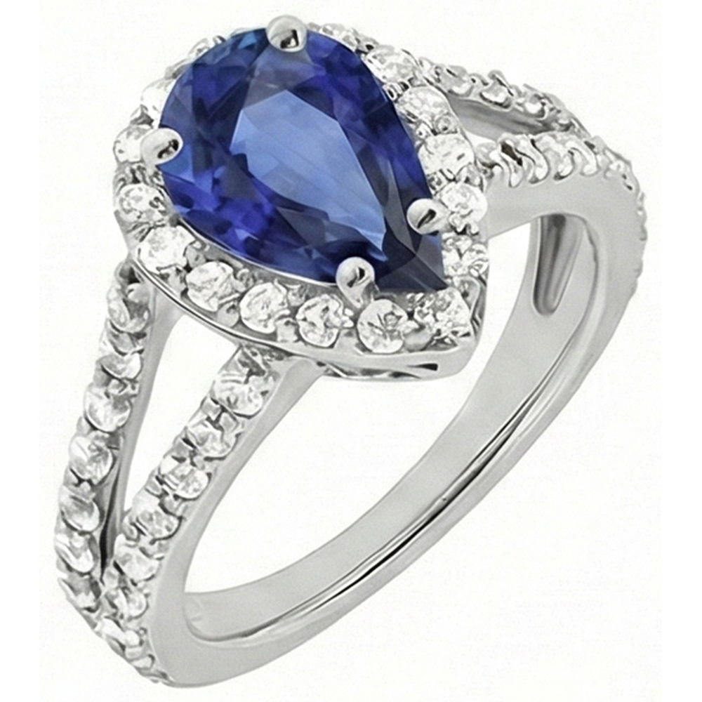 natural round sapphire 4.75ct ring top view