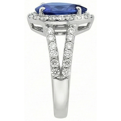 natural round sapphire 4.75ct ring profile view