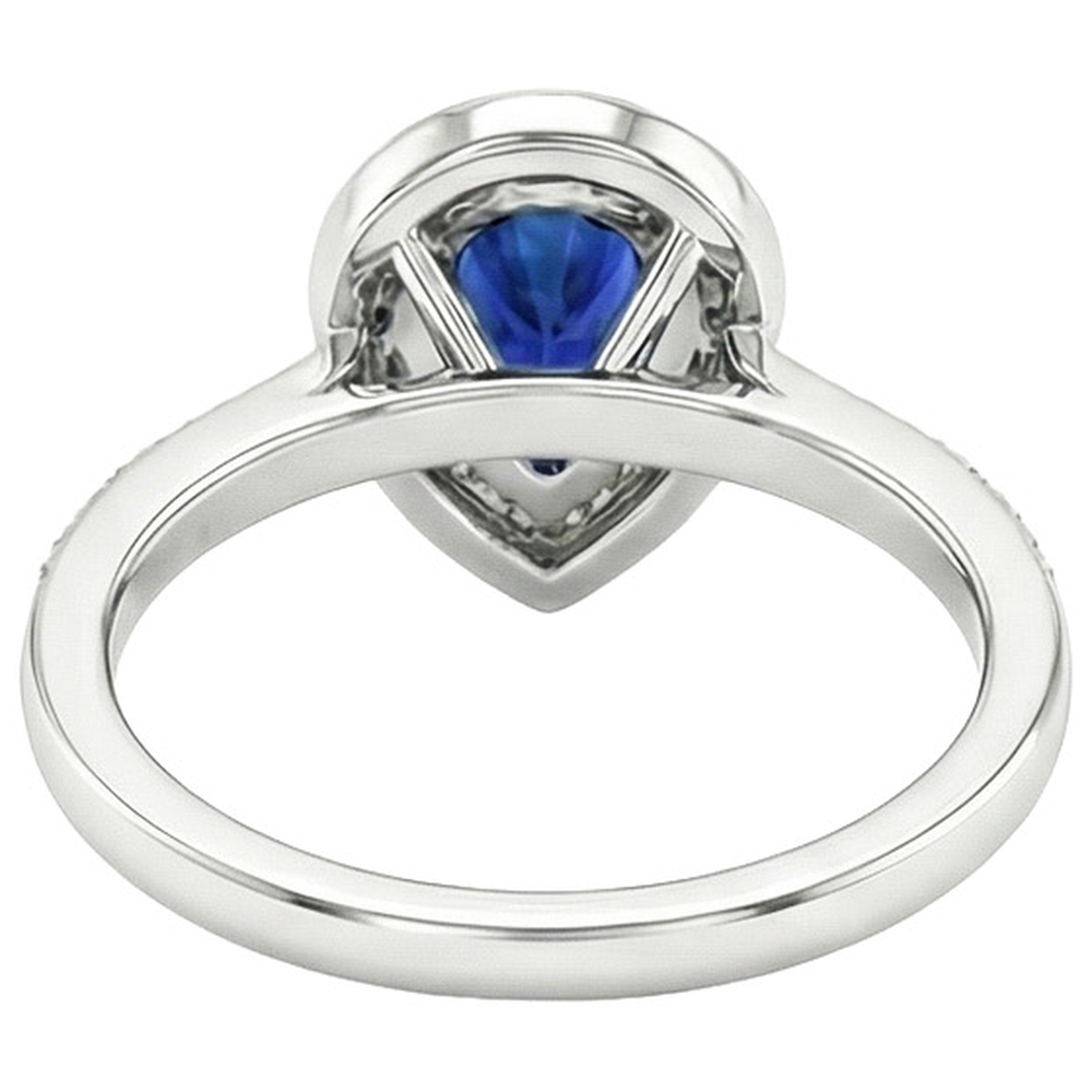 Women Halo Ring Sri Lankan Sapphire With Channel Set Natural Earth Mined Diamonds 3 Carats