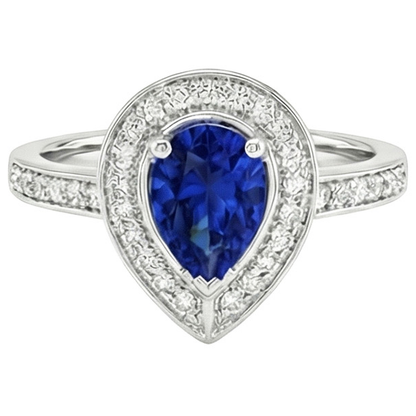 Women Halo Ring Sri Lankan Sapphire With Channel Set Natural Earth Mined Diamonds 3 Carats