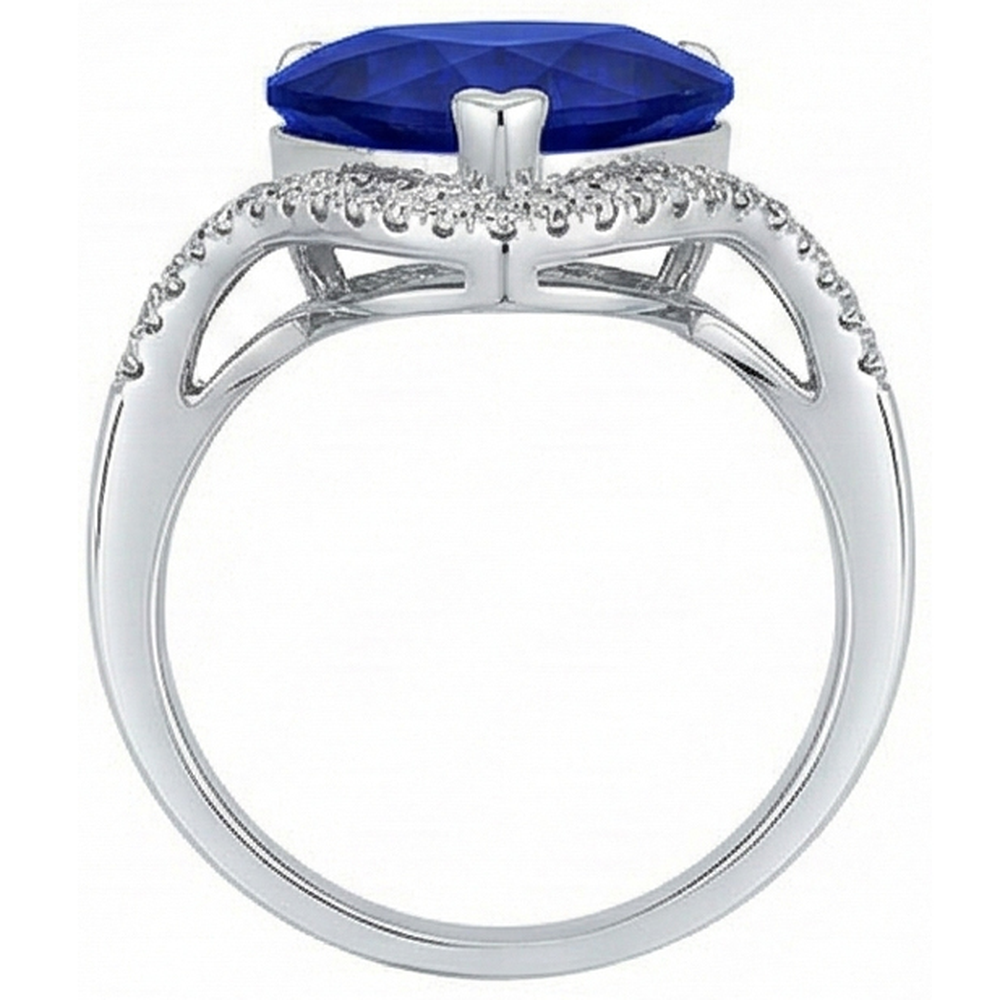 IGI CERTIFIED Women Heart Gemstone Ceylon Color Sapphire Ring 6 Carats Twisted Style
