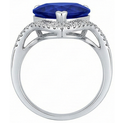 IGI CERTIFIED Women Heart Gemstone Ceylon Color Sapphire Ring 6 Carats Twisted Style