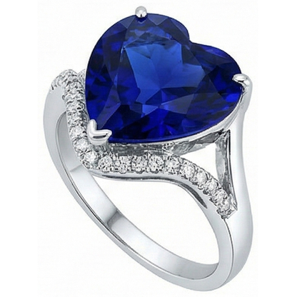 IGI CERTIFIED Women Heart Gemstone Ceylon Color Sapphire Ring 6 Carats Twisted Style