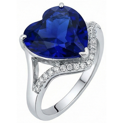 IGI CERTIFIED Women Heart Gemstone Ceylon Color Sapphire Ring 6 Carats Twisted Style