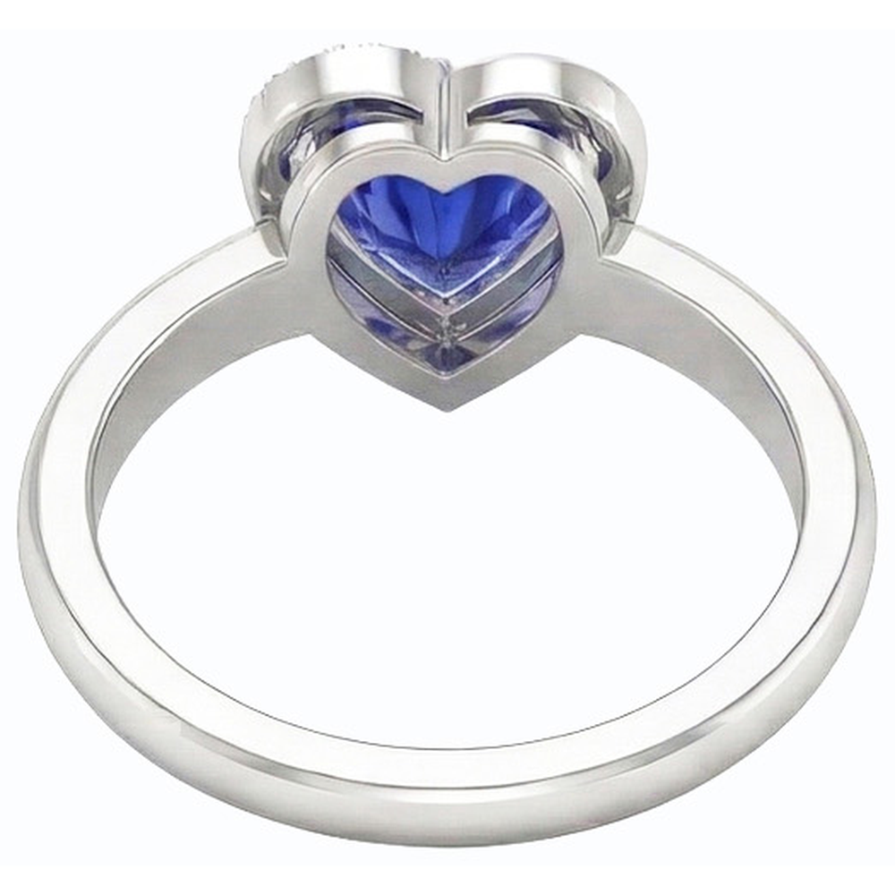 Women Heart Gemstone Ring Blue Sapphire 2 Carats Prong Set Natural Earth Mined Diamonds