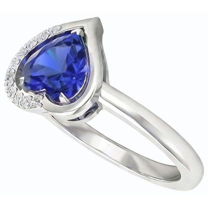 Women Heart Gemstone Ring Blue Sapphire 2 Carats Prong Set Natural Earth Mined Diamonds