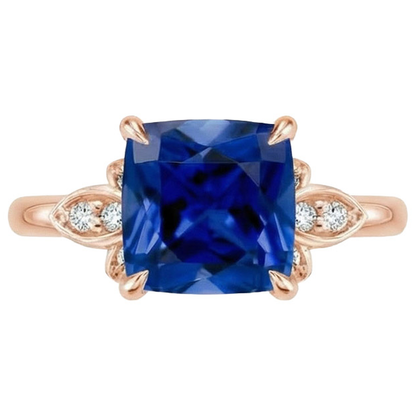 natural round sapphire 2.50ct ring close up detail