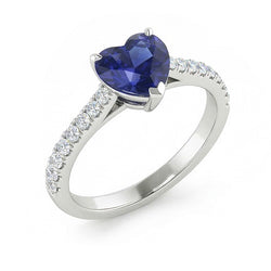 Women Natural Earth Mined Diamond Jewelry Gold Sapphire Ring Cathedral Setting 2.50 Carats