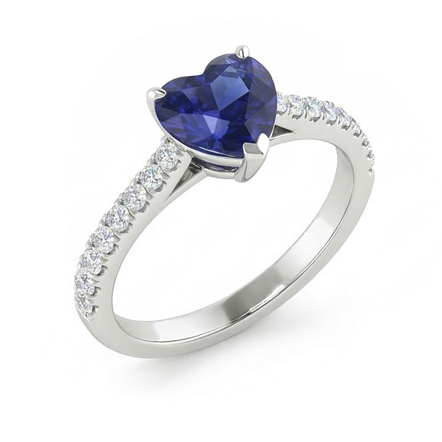 Women Natural Earth Mined Diamond Jewelry Gold Sapphire Ring Cathedral Setting 2.50 Carats