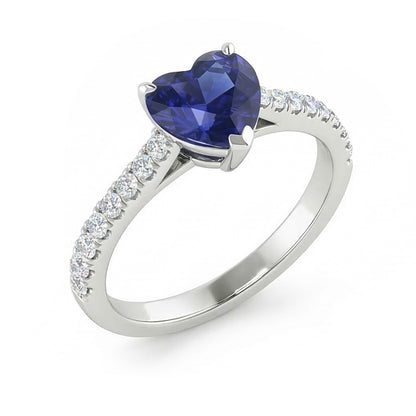 Women Natural Earth Mined Diamond Jewelry Gold Sapphire Ring Cathedral Setting 2.50 Carats