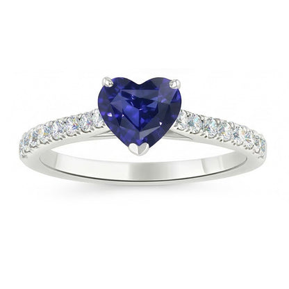 Women Natural Earth Mined Diamond Jewelry Gold Sapphire Ring Cathedral Setting 2.50 Carats