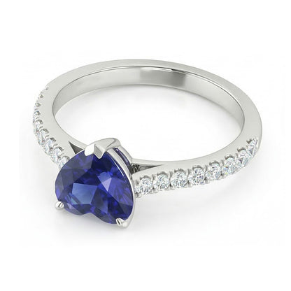 Women Natural Earth Mined Diamond Jewelry Gold Sapphire Ring Cathedral Setting 2.50 Carats