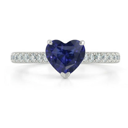Women Natural Earth Mined Diamond Jewelry Gold Sapphire Ring Cathedral Setting 2.50 Carats