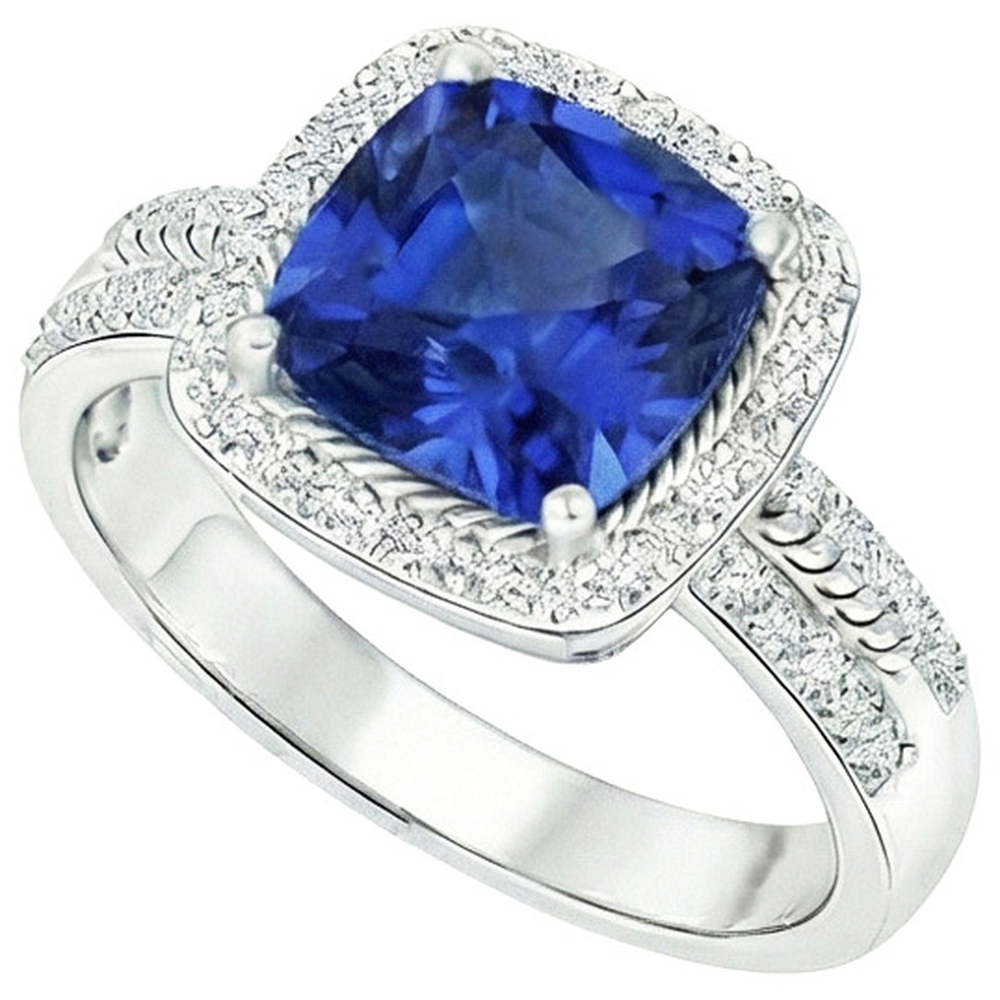 natural round sapphire 4.50ct ring close up detail