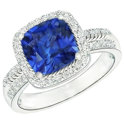Natural Sapphire Ring 4.50ct - White Gold 14K