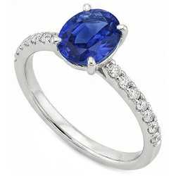 Women Natural Earth Mined Diamond Ring Oval Ceylon Sapphire Accents Gold 14K 5.50 Carats