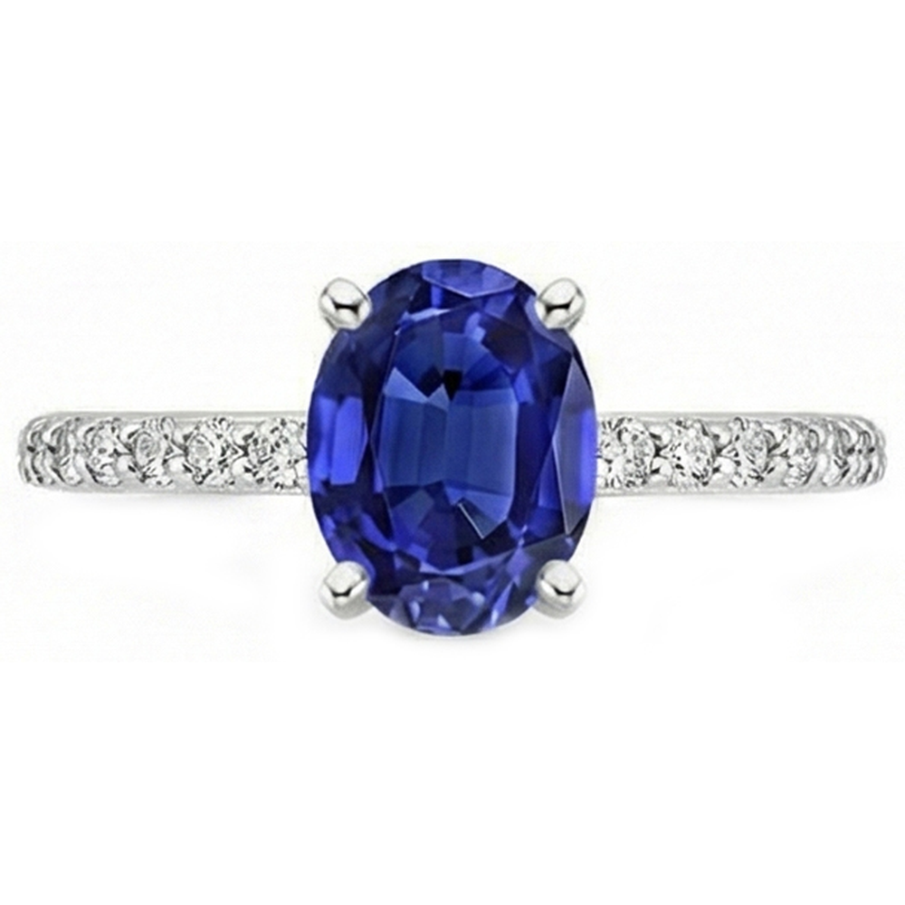 Women Natural Earth Mined Diamond Ring Oval Ceylon Sapphire Accents Gold 14K 5.50 Carats