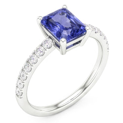 Women Natural Earth Mined Diamond Ring With Radiant Blue Sapphire Gemstone Jewelry 3 Carat