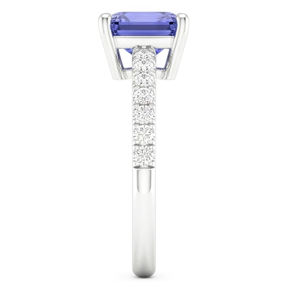 Women Natural Earth Mined Diamond Ring With Radiant Blue Sapphire Gemstone Jewelry 3 Carat